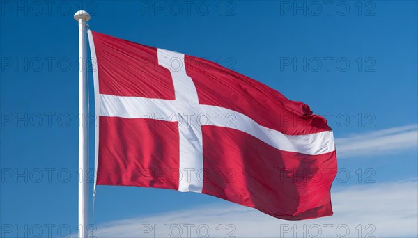 Flag, the national flag of Denmark fluttering in the wind