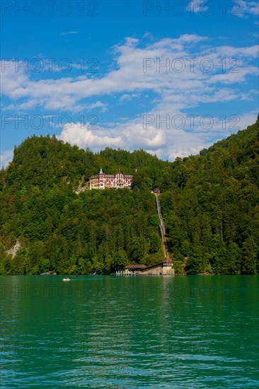 The Historical Grandhotel Giessbach on the Mountain Side on Lake Brienz in Bern Canton, Switzerland, Europe