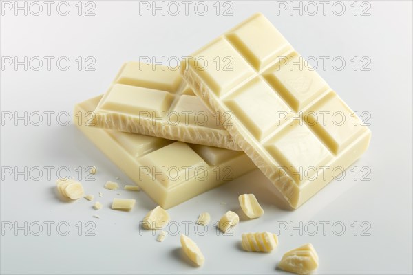 Broken up white chocolate bars. KI generiert, generiert, AI generated