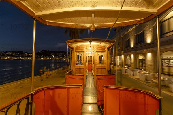 Traditional tram in Soller city, Mallorca, Spain, Europe