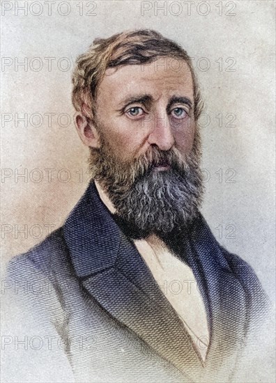 Henry David Thoreau, 1817 to 1862, American writer naturalist transcendentalist tax resister development critic and philosopher, Historical, digitally restored reproduction from a 19th century original, Record date not stated