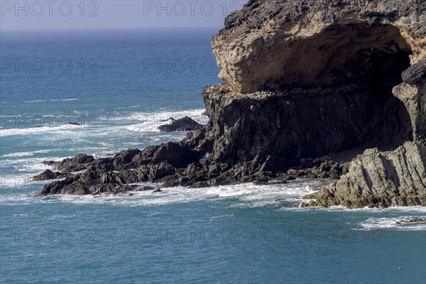 The caves and grottos of Ajuy, Caleta negra, Black Bay, Fuerteventura, Canary Island, Spain, Europe