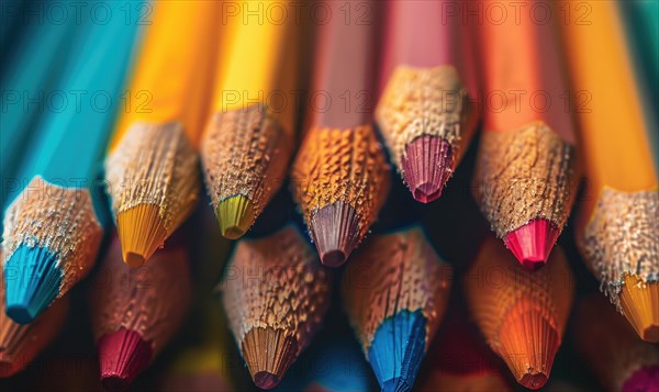 Close-up of a set of colored pencils AI generated