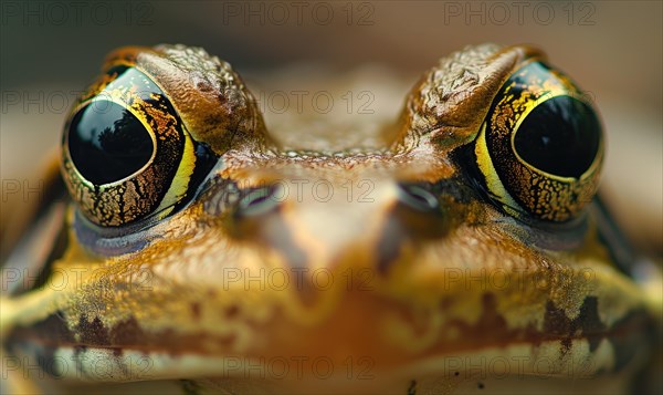 Extreme close-up of Rana arvalis eyes AI generated