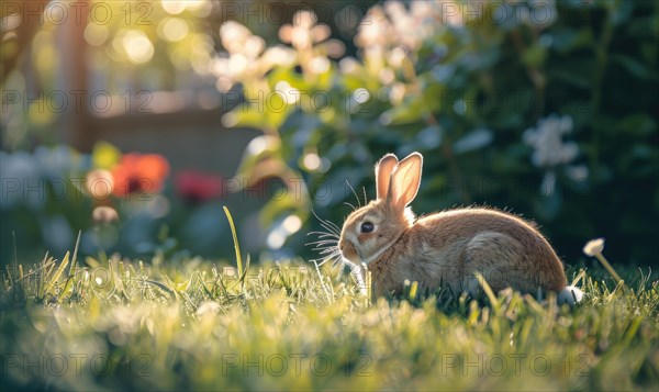 A bunny enjoying a sunny patch of grass AI generated