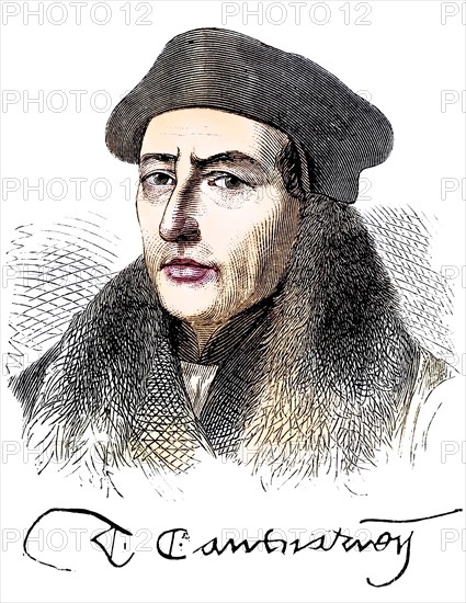 Thomas Cranmer, 1489 to 1556, Protestant martyr, Historical, digitally restored reproduction from a 19th century original, Record date not stated