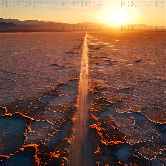 Heatwaves distorting the horizon in the lut desert, AI generated