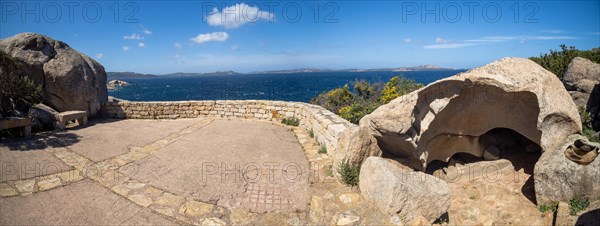 Country road, granite rock formation, Baja Sardinia, Costa Smeralda, Sardinia, Italy, Europe