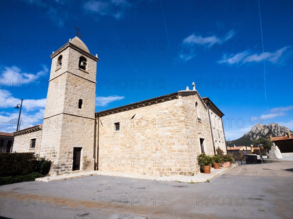 Church on the village square, San Pantaleo, Sardinia, Italy, Europe