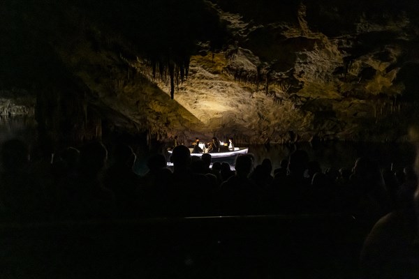 Porto Cristo, Spain, November 2, 2023: amazing photos of concert in Drach Caves in Mallorca, Spain, Europe