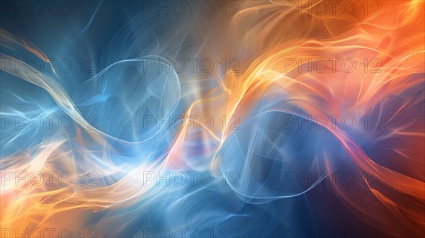 Dynamic abstract art capturing the essence of flowing energy with vibrant blue and red smoke-like effects, ai generated, AI generated