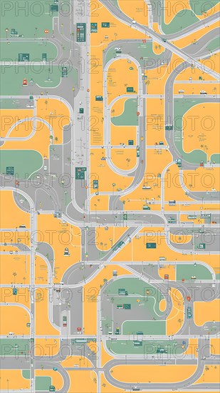 AI generated illustration of urban transit map wcag compliant color