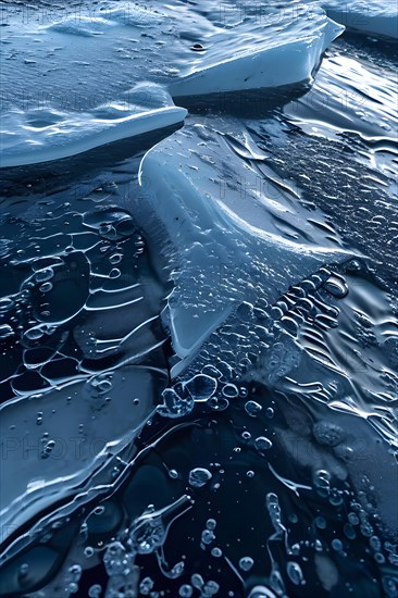 Meltwater streaming down a snow patch in spring, AI generated