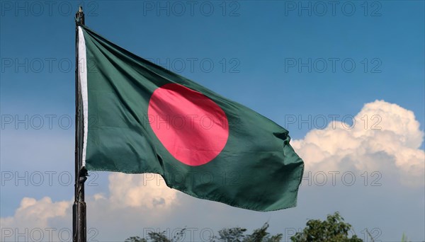 Flag, the national flag of Bangladesh flutters in the wind