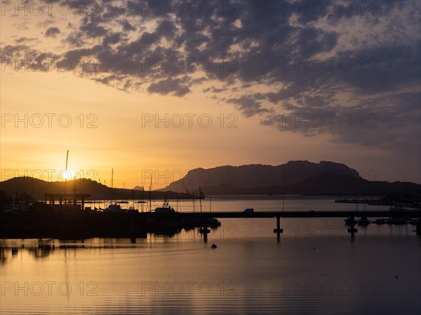 Dawn at sunrise, panoramic shot, Olbia, Sardinia, Italy, Europe