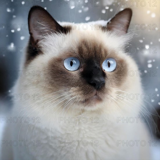 KI generated, animal, animals, mammal, mammals, cat, felidae (Felis catus), portrait, winter