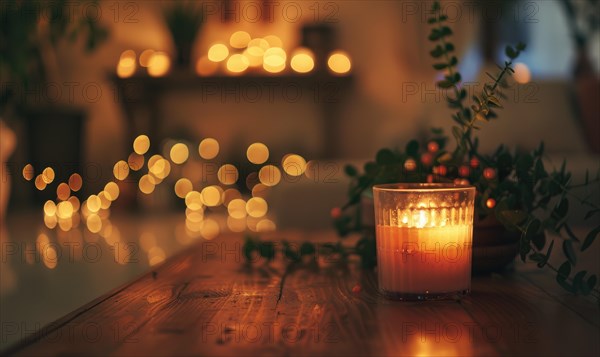 Romantic bokeh lights illuminating a cozy indoor setting AI generated