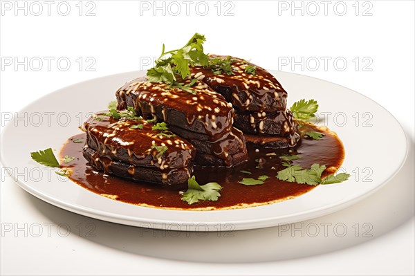 Savory Mole Enchiladas with Sesame Seeds and Cilantro, AI generated