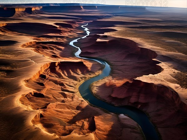 Winding canyons and mesas in canyonlands, AI generated