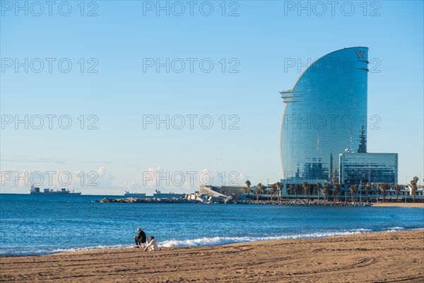 Beach at the Old Harbour in Barcelona, Spain, Europe