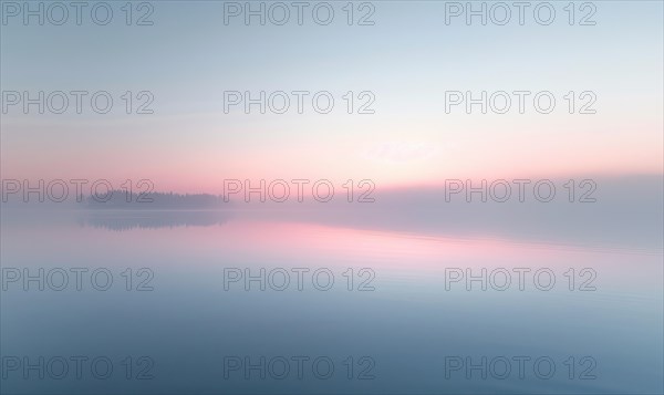 The soft pastel colors of dawn breaking over the horizon AI generated