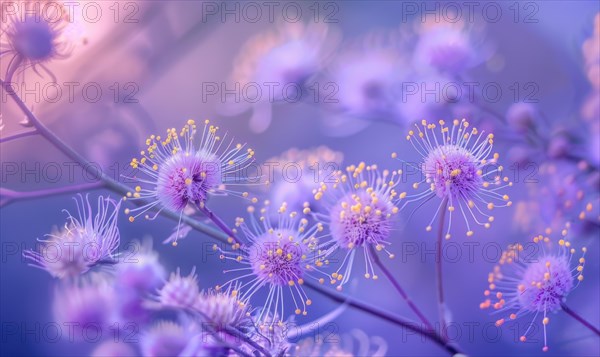 Closeup view of violet blossoms AI generated