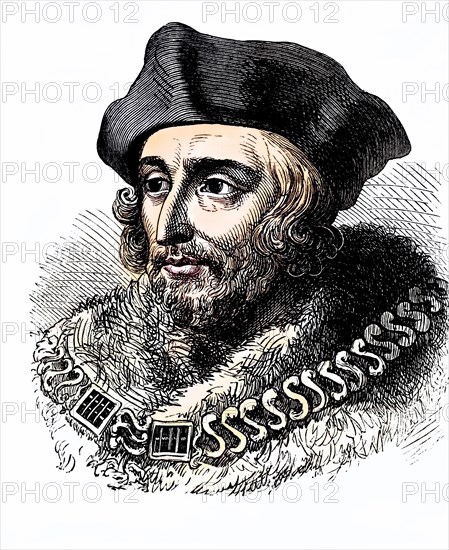Sir Thomas More alias Saint Thomas More 1477 to 1535 English humanist statesman and Chancellor of England, Historical, digitally restored reproduction from a 19th century original, Record date not stated