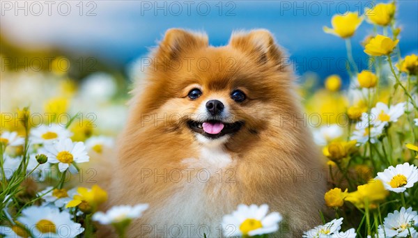 Ai generated, animal, animals, mammal, mammals, a, single animal, dwarf spitz, Spitz, (Canis lupus familiaris), dog, dogs, bitch, Pomeranians, reddish-brown puppy