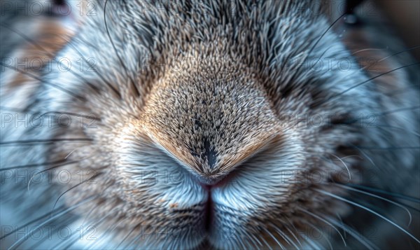 Close-up of a curious bunny's nose twitching AI generated