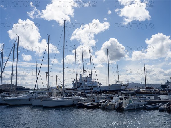 Boats in the harbour, Maddalena, Isola La Maddalena, Sardinia, Italy, Europe