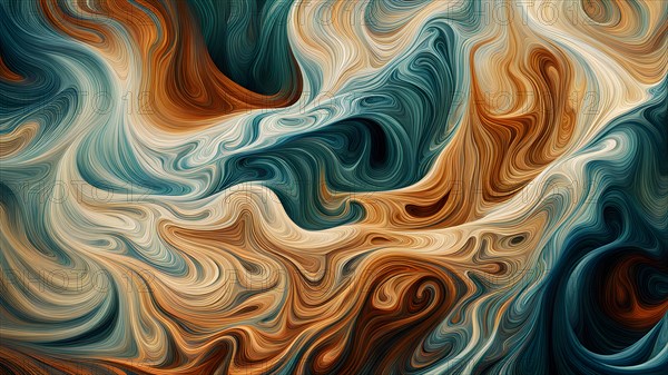 AI generated digital waves ripple across the canvas coalescing with the timeless strokes of a classic painting