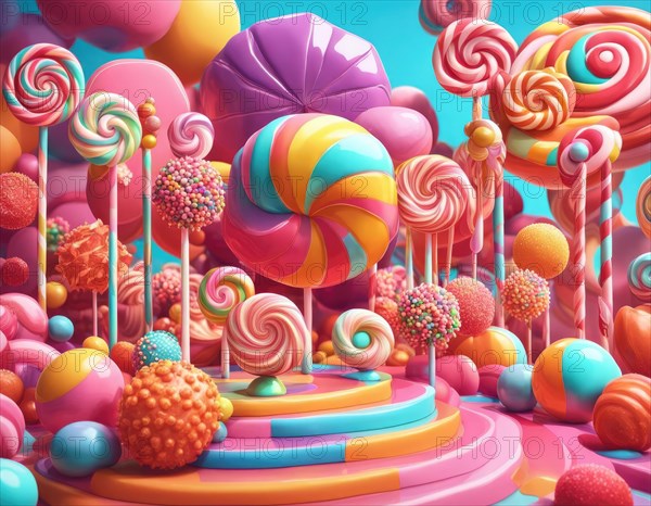 Abstract and fantastic background of colorful candies, AI generated