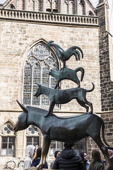 Bremen Town Musicians, bronze sculpture, artist Gerhard Marcks, Hanseatic City of Bremen, Germany, Europe