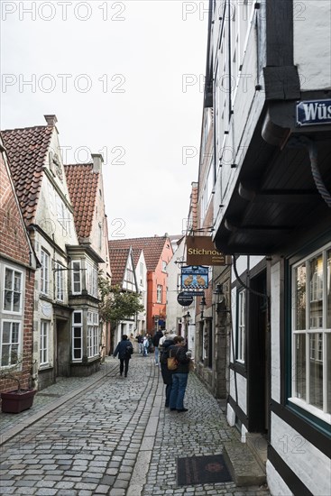 Alley with historic houses, Schnoorviertel, Schnoor, Old Town, Hanseatic City of Bremen, Germany, Europe