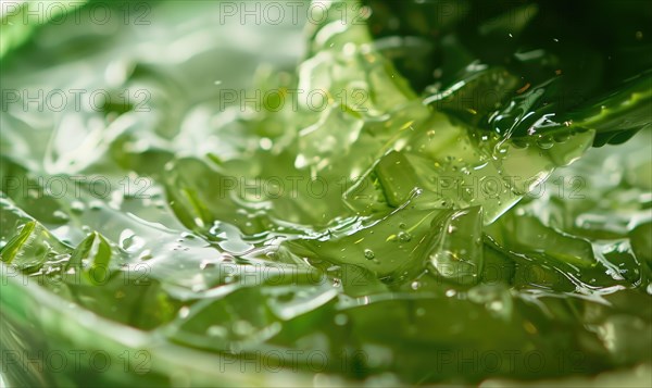 Close-up of aloe vera gel being extracted and blended with botanical oils and essences AI generated