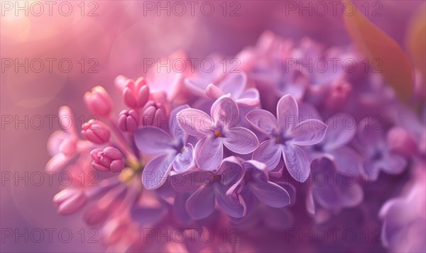 Close-up of lilac blossoms in a garden AI generated