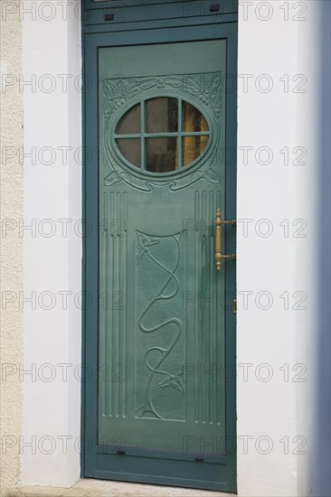 Entrance door of an Art Nouveau-style house, Saint-Dizier, Haute-Marne department, Grand Est region, France, Europe