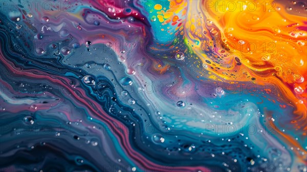 Colorful abstract fluid art with vibrant swirls and glossy surface, ai generated, AI generated