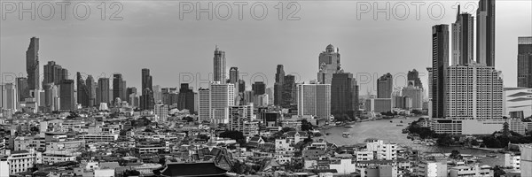 Panorama from Chinatown to the skyline of Bangkok, Thailand, Asia