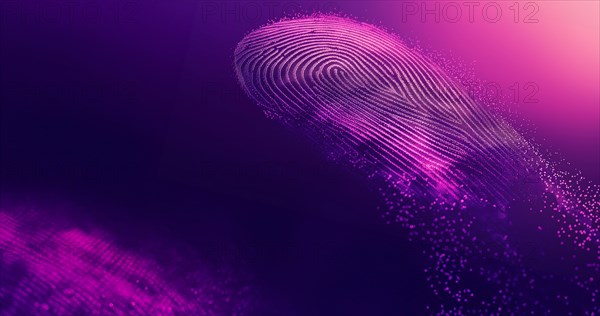 Abstract of fingerprint on gradation. generative AI, AI generated