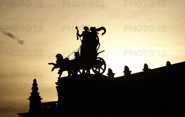 Panther quadriga at the Semperoper Dresden, Saxony, Germany, Europe