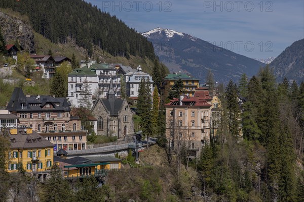 Panorama of Bad Gastein, church, hotels