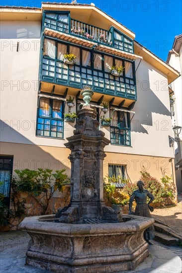 Fuente De San Juan in the town of Zumaia on the way up to the flysch, Gipuzkoa. Basque Country