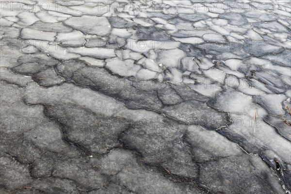 Winter, ice pattern formation, Chateauguay River, Province of Quebec, Canada, North America