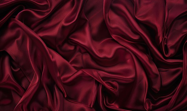 Background covered in opulent silk fabric in deep ruby red AI generated