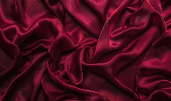 Background covered in opulent silk fabric in deep ruby red AI generated