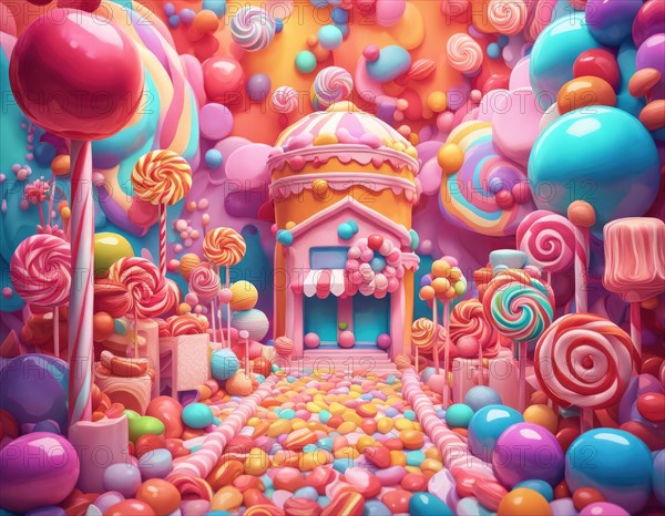 Abstract and fantastic background of colorful candies, AI generated