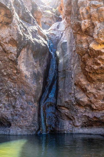 Beautiful waterfall at Charco Azul in El Podemos Agaete on Gran Canaria, Canary Islands