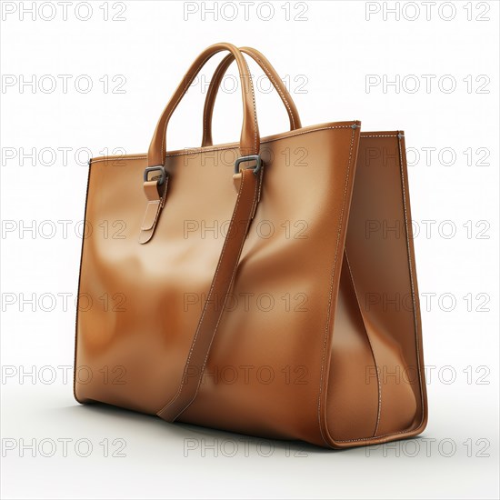 Elegant brown leather tote bag with a double handle and a slick, professional look, ai generated, AI generated
