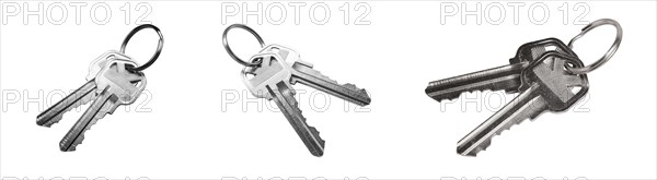 House key set of different angles isolated on a white background